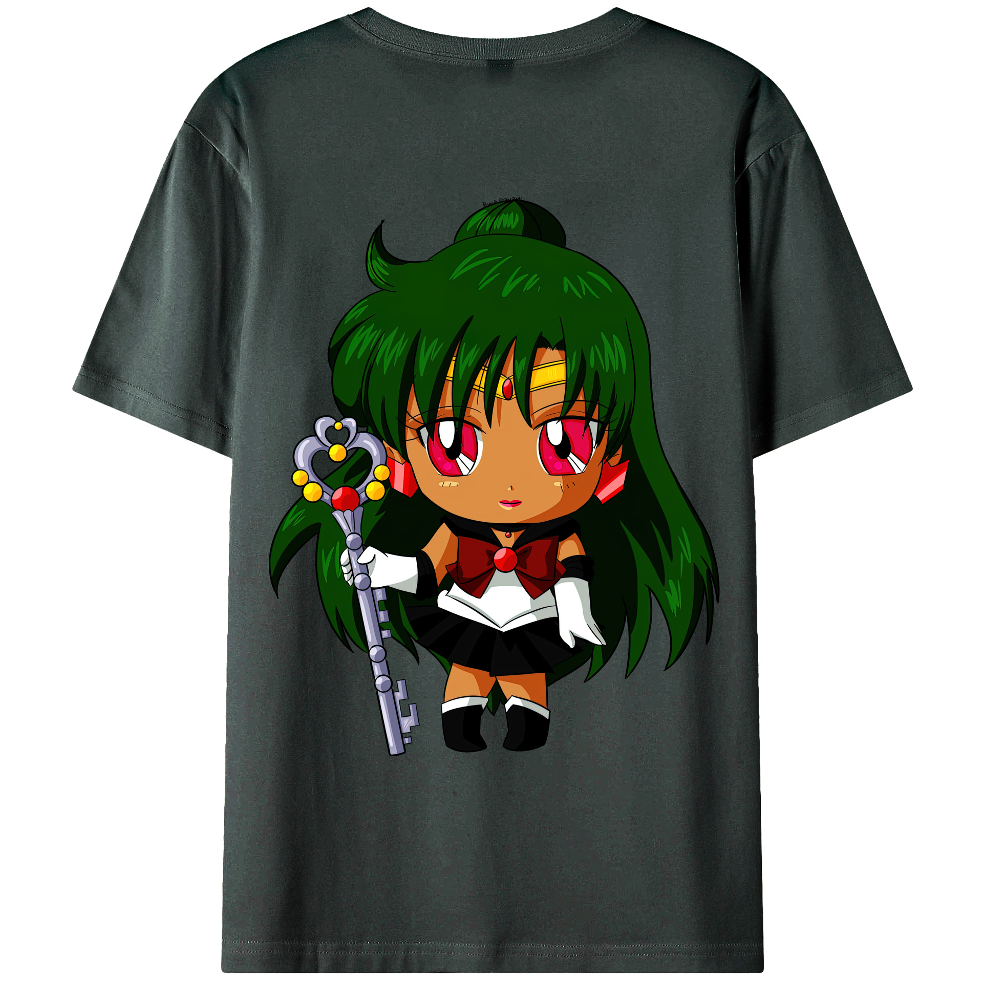（画像用） 美少女戦士セーラームーン 冥王せつな Sailor Moon Meiou Setsuna 綿100％ メンズ半袖Tシャツ（バックプリント） 通気性